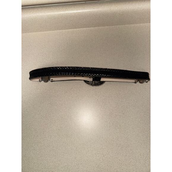 Y2K Coldwater Creek Woven Leather Suede Big Buckle Silver Floral Belt Small - Picture 4 of 6